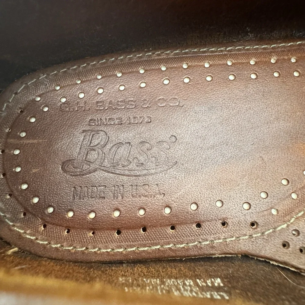 G.H. Bass Brown Leather Tassel Loafers Moc Toe Slip On Men's US 9 D Made USA